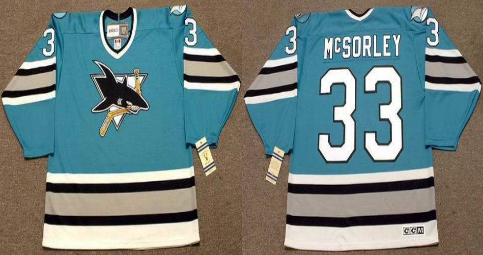 2019 Men San Jose Sharks 33 McSORLEY Blue CCM NHL jersey